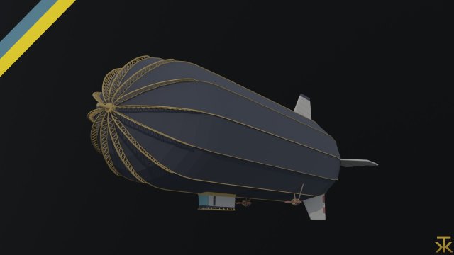 Cartoon SteamPunk Dirigible Polygonal Style 3D Модель .c4d .max .obj .3ds .fbx .stl .blend 
