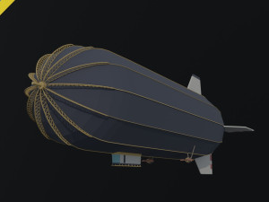 Cartoon SteamPunk Dirigible Polygonal Style 3D 模型