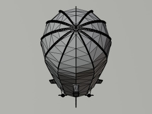 Cartoon SteamPunk Dirigible Polygonal Style 3D Модель