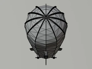 Cartoon SteamPunk Dirigible Polygonal Style 3D Model