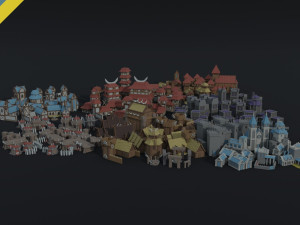 Cartoon fantasy citys asset Polygonal Style Modelo 3D
