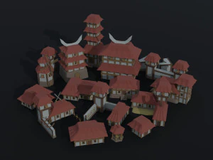 Cartoon fantasy citys asset Polygonal Style 3D Model