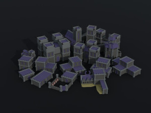 Cartoon fantasy citys asset Polygonal Style Modelo 3D