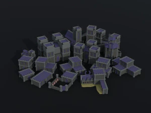 Cartoon fantasy citys asset Polygonal Style 3D Model
