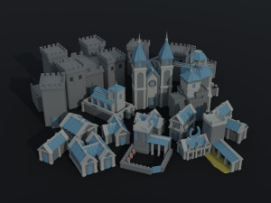 Cartoon fantasy citys asset Polygonal Style Modelo 3D