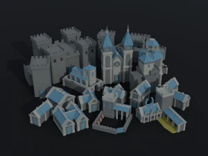 Cartoon fantasy citys asset Polygonal Style 3D Model
