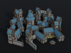 Cartoon fantasy citys asset Polygonal Style Modelo 3D