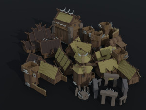 Cartoon fantasy citys asset Polygonal Style Modelo 3D