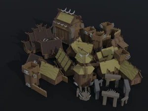 Cartoon fantasy citys asset Polygonal Style 3D Model