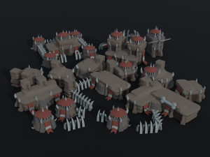 Cartoon fantasy citys asset Polygonal Style Modelo 3D