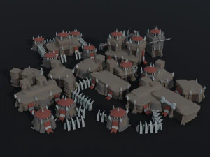 Cartoon fantasy citys asset Polygonal Style 3D Model