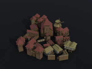 Cartoon fantasy citys asset Polygonal Style 3D Model