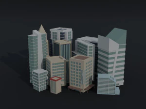 Cartoon City Asset Polygonal Style 3D Model