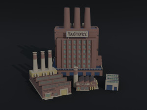 Cartoon City Asset Polygonal Style 3D Модель