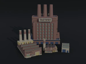 Cartoon City Asset Polygonal Style 3D Model