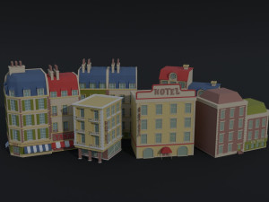 Cartoon City Asset Polygonal Style 3D Модель