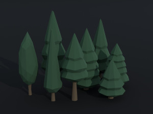 Cartoon fantasy trees asset Polygonal Style 3D Model