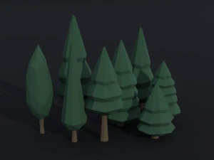 Cartoon fantasy trees asset Polygonal Style 3D Model