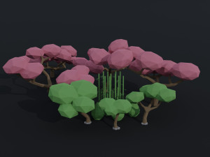 Cartoon fantasy trees asset Polygonal Style 3D Model