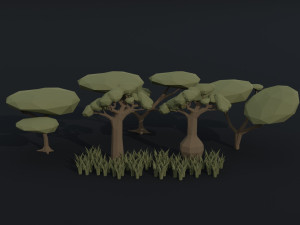 Cartoon fantasy trees asset Polygonal Style 3D Model
