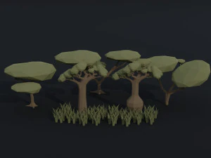 Cartoon fantasy trees asset Polygonal Style 3D Model