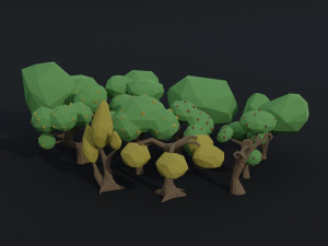 Cartoon fantasy trees asset Polygonal Style 3D Model
