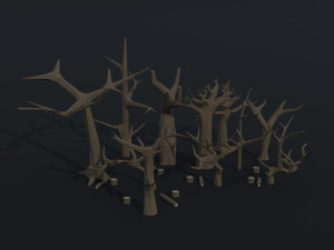 Cartoon fantasy trees asset Polygonal Style 3D Model