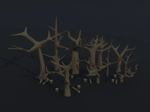 Cartoon fantasy trees asset Polygonal Style 3D Model