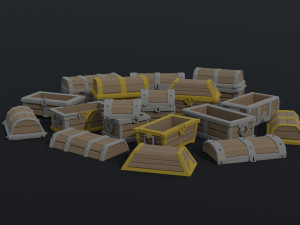 Cartoon fantasy chests Polygonal Style Model 3D