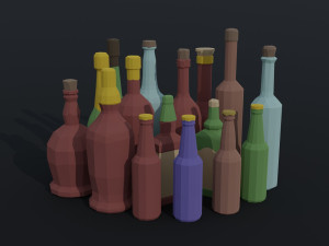 Cartoon food and drinks Polygonal Style 3D Модель