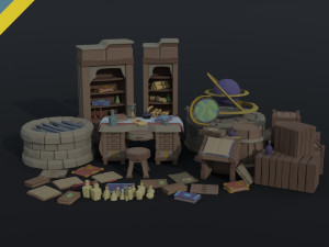 Cartoon fantasy clerk asset Polygonal Style 3D Model