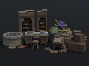 Cartoon fantasy clerk asset Polygonal Style Modello 3D