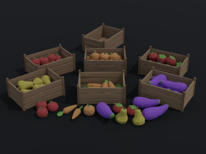 Cartoon farm asset Polygonal Style Modello 3D