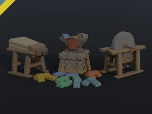 Kit de ferreiro de desenho animado estilo poligonal Modelo 3D