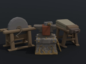 Cartoon blacksmith kit Polygonal Style 3D Модель