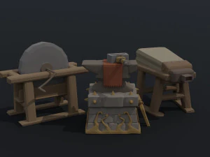 Cartoon blacksmith kit Polygonal Style 3D Model