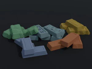 Cartoon blacksmith kit Polygonal Style 3D Model