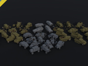 Cartoon Dieselpunk armored cars asset Polygonal Style 3D Model