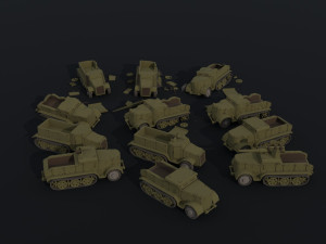 Cartoon Dieselpunk armored cars asset Polygonal Style 3D 模型