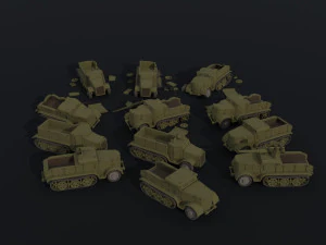 Cartoon Dieselpunk armored cars asset Polygonal Style 3D Model