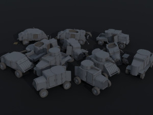 Cartoon Dieselpunk armored cars asset Polygonal Style 3D 模型
