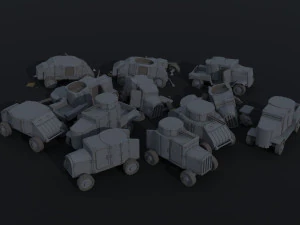 Cartoon Dieselpunk armored cars asset Polygonal Style 3D Model