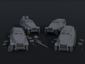 Cartoon Dieselpunk armored cars asset Polygonal Style 3D 模型
