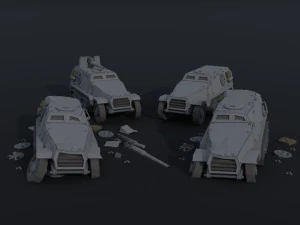 Cartoon Dieselpunk armored cars asset Polygonal Style 3D Model