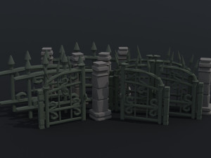 Cartoon fantasy cemetery asset Polygonal Style 3D Model