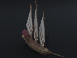 Cartoon medieval ships asset Polygonal Style 3D Model