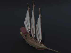 Cartoon medieval ships asset Polygonal Style 3D Model