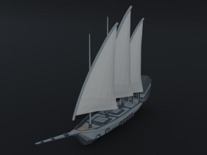 Cartoon medieval ships asset Polygonal Style 3D Model