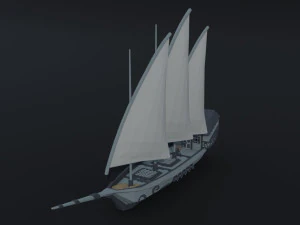 Cartoon medieval ships asset Polygonal Style 3D Model