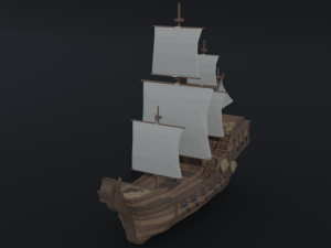 Cartoon medieval ships asset Polygonal Style 3D Model